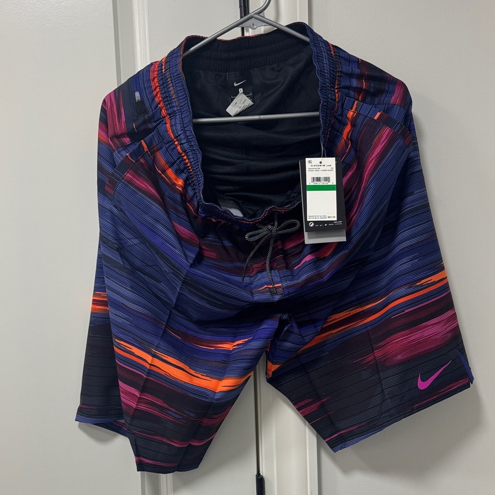 Nike Black and Purple swimming trunks